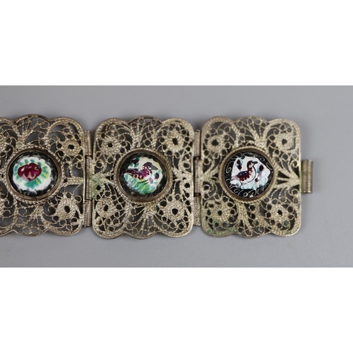 50 - Cased L'etoule pearls together with enamel set bracelet