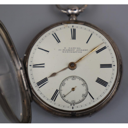 54 - Hallmarked silver pocket watch marked H Samuel