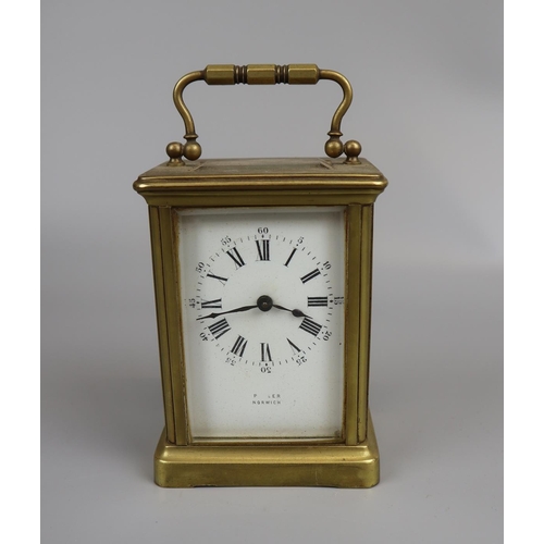 67 - Working carriage clock with bevelled glass & key