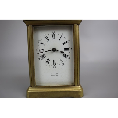 67 - Working carriage clock with bevelled glass & key