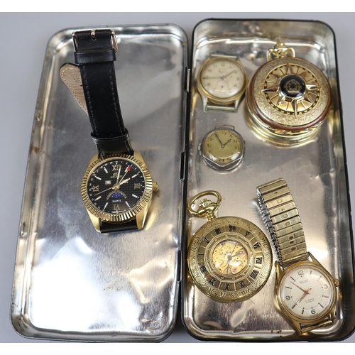 102 - 6 watches to include Astron, Swiss Moon Phase watch