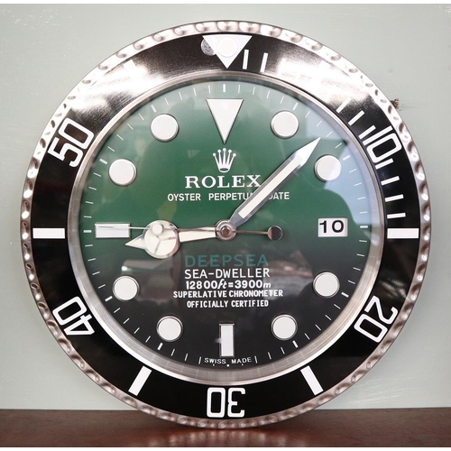 117 - Good quality reproduction Rolex advertising clock with sweeping second hand - Deep Sea Sea-Dweller J... 