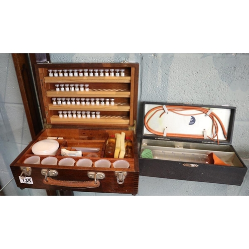 135 - Cased saline kit together with cased skin allergy testing kit