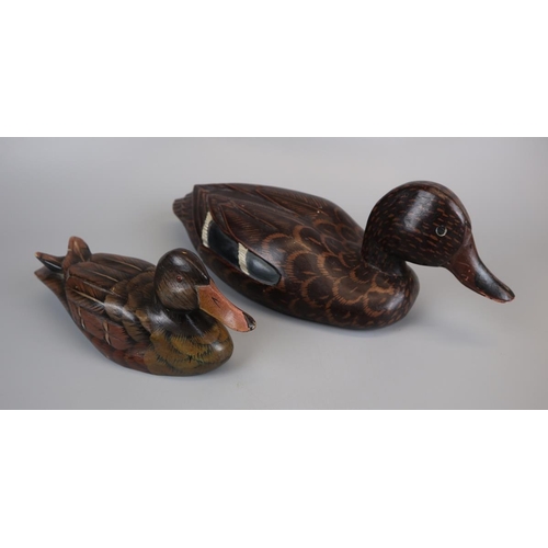 139 - 2 wooden decoy ducks