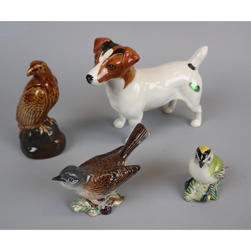 142 - Beswick dog, 2 Beswick birds & Eagle decanter