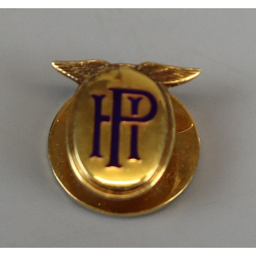 165 - Hanley Page 'Hampden' aeroplane car mascot along with Teesside Flying Club badge & gold and enamel l... 