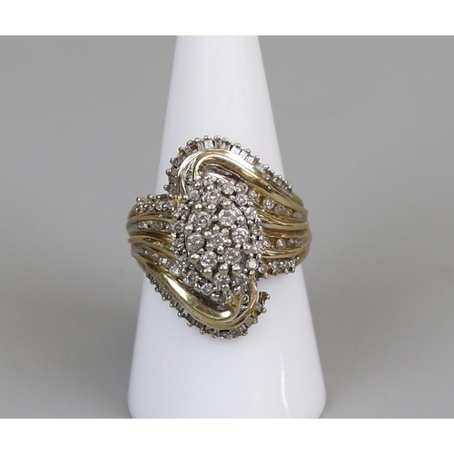 18 - 18ct gold & diamond cocktail ring A/F (size P)