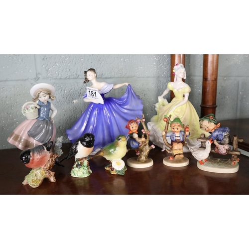 181 - Collection of figures to include Lladro, Goebel & Beswick