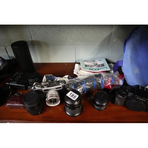 185 - Collection of camera equipment to include lenses