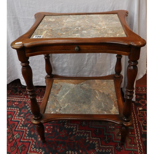 196 - 2 tier occasional table with marble insets