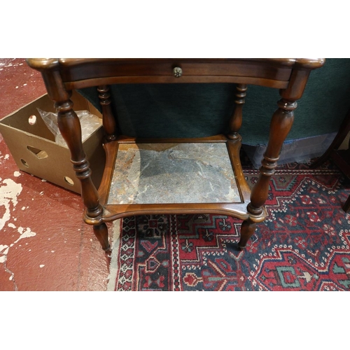 196 - 2 tier occasional table with marble insets