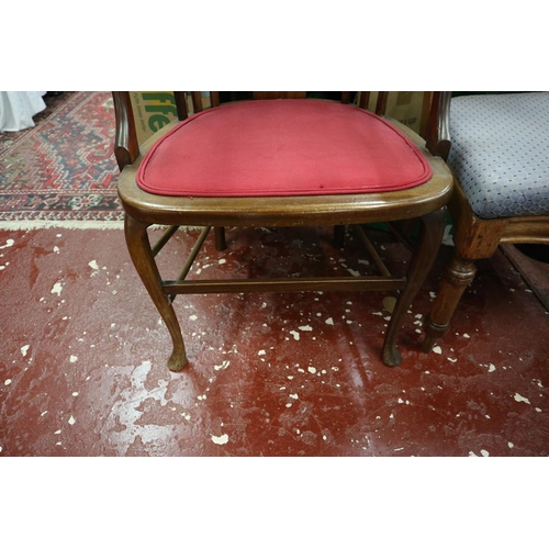 205 - Edwardian inlaid tub chair & another