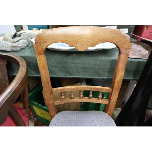 205 - Edwardian inlaid tub chair & another