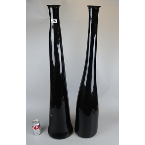 206 - 2 unusual very large glass vases - H: 99cm