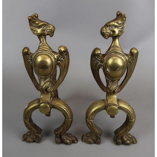 218 - Pair of brass firedogs