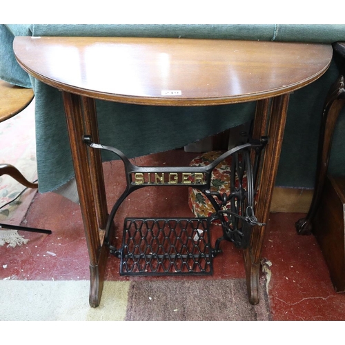 219 - Singer sewing machine demi lune table