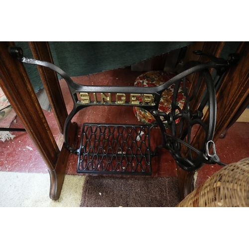 219 - Singer sewing machine demi lune table