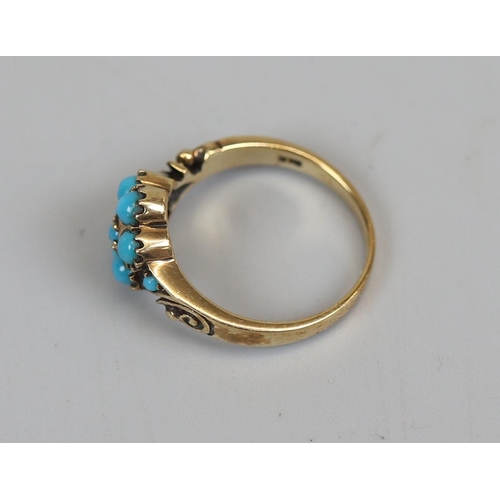 22 - Gold turquoise set ring (size L)