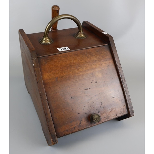 220 - Antique coal scuttle with shovel