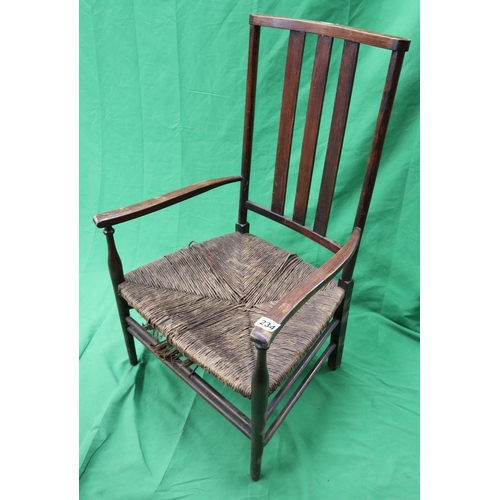 234 - Antique rush seated armchair