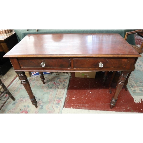 235 - Mahogany hall table with glass handles