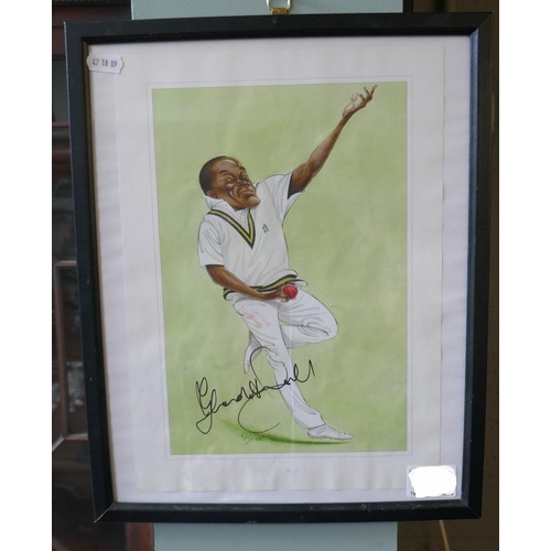 249 - John Ireland print caricature of Gladstone Small, autographed by Gladstone Small