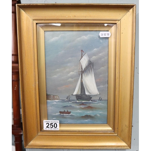 250 - Small oil under glass - Nautical theme