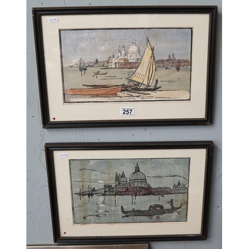 257 - Pair of Venetian woodblock prints