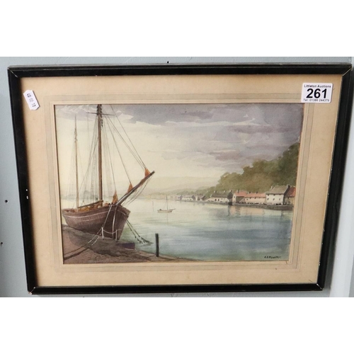 261 - Watercolour - Harbour scene signed A D Mynett