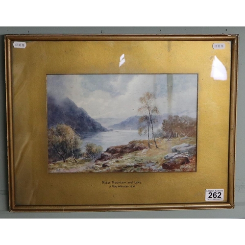 262 - Watercolour - Midst mountain & lake by J Mac Whirter R.A.