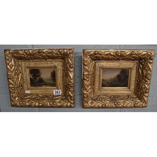 263 - 2 small oils - Rural scenes in ornate gilt frames