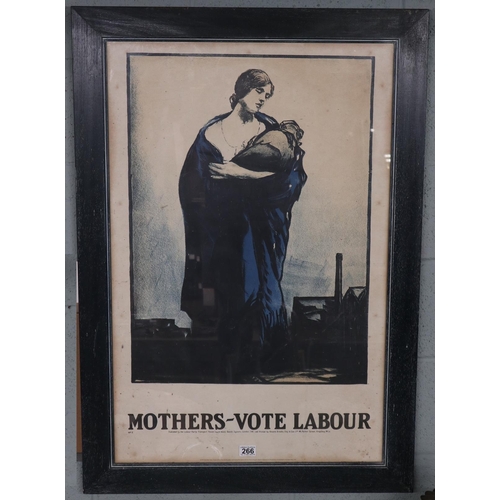 266 - Large framed advertising poster - Mothers Vote Labour