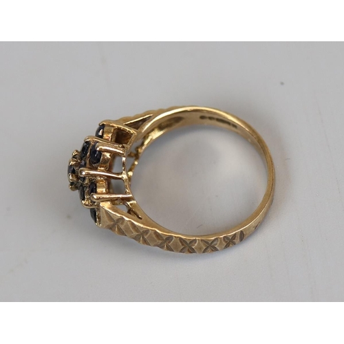 27 - Gold sapphire set ring (size N½)