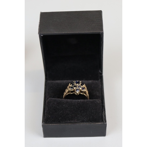 27 - Gold sapphire set ring (size N½)