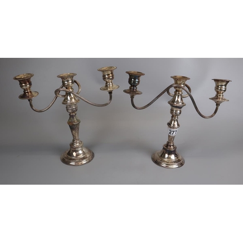 277 - Pair of silver plate candelabra