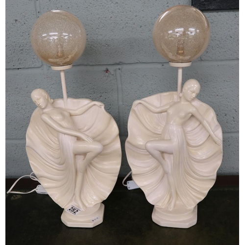 282 - Pair of original Art Deco Mirabelle and Mercedes table lamps - Approx H: 52cm