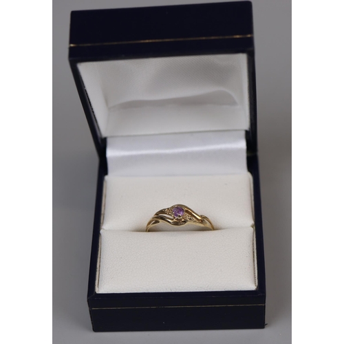 29 - Gold amethyst set ring (size O½)