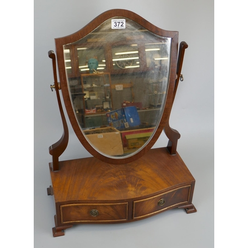 372 - Antique mahogany vanity mirror with drawers to base