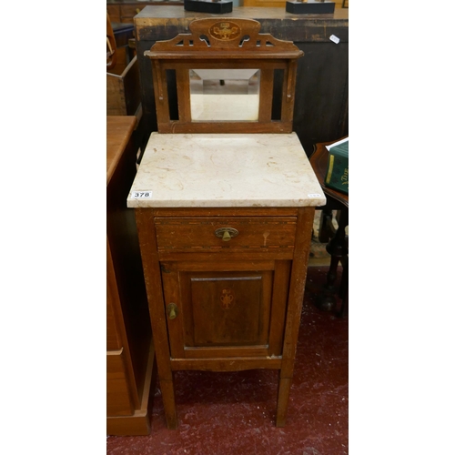 378 - Marble top inlaid washstand