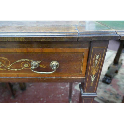 381 - Fine antique inlaid ladies writing desk with drop leaves