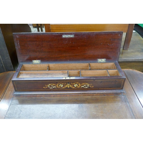 381 - Fine antique inlaid ladies writing desk with drop leaves