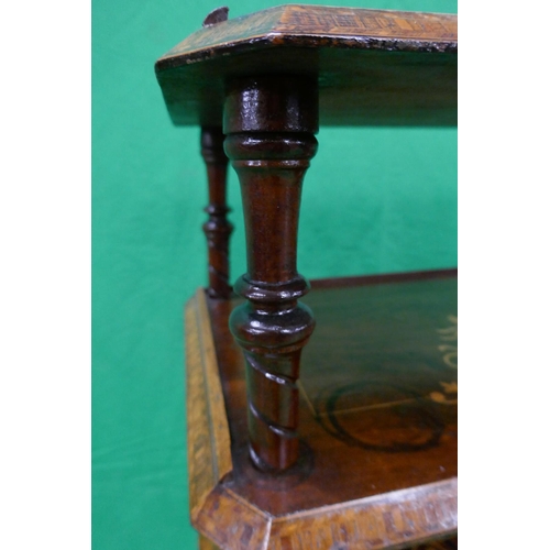 385 - Galleried & inlaid 3 tier serving trolley