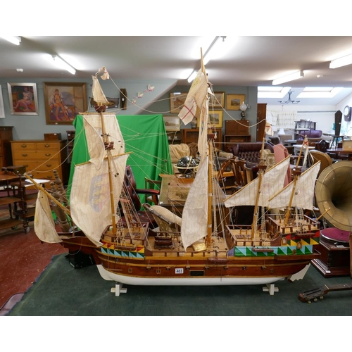 403 - Scratch built model galleon - The revenge - Richard Grenville's ship, 1591 - Built c1950 and restore... 