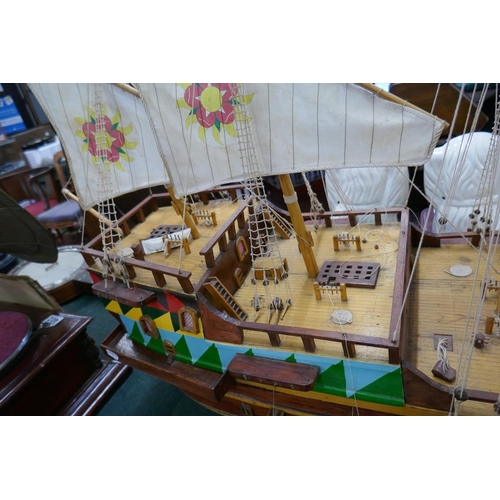 403 - Scratch built model galleon - The revenge - Richard Grenville's ship, 1591 - Built c1950 and restore... 