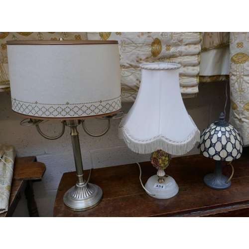 454 - 3 table lamps to include Tiffany style