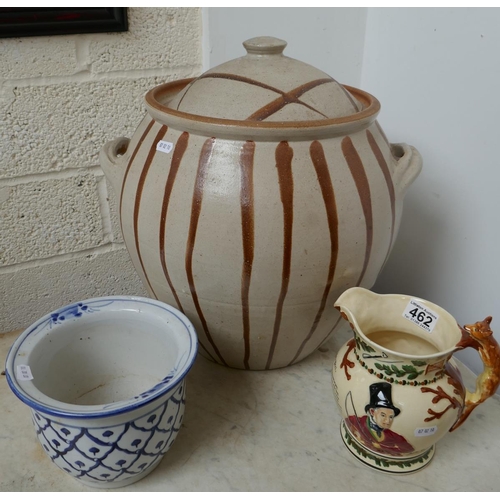 462 - 3 pieces of ceramics to include Crown Devon, John Peel hunting themed jug