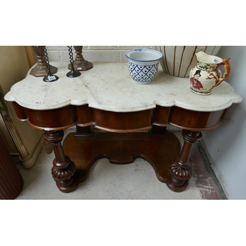 463 - Victorian mahogany console table with marble top - Approx size W: 123cm D: 60cm H: 72cm