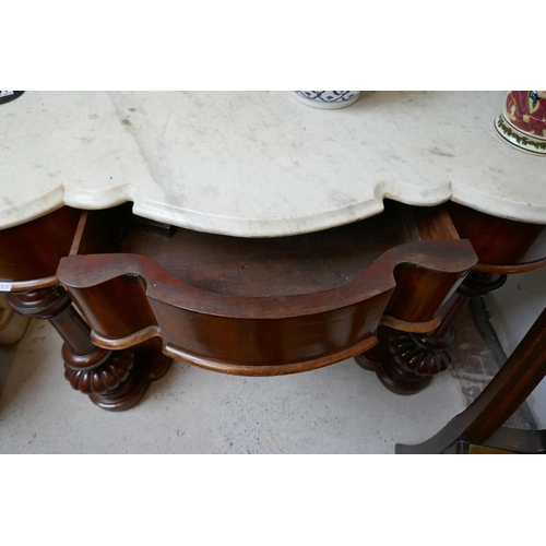 463 - Victorian mahogany console table with marble top - Approx size W: 123cm D: 60cm H: 72cm