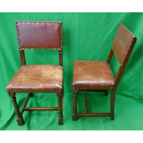 468 - Set of 4 leather antique dining chairs