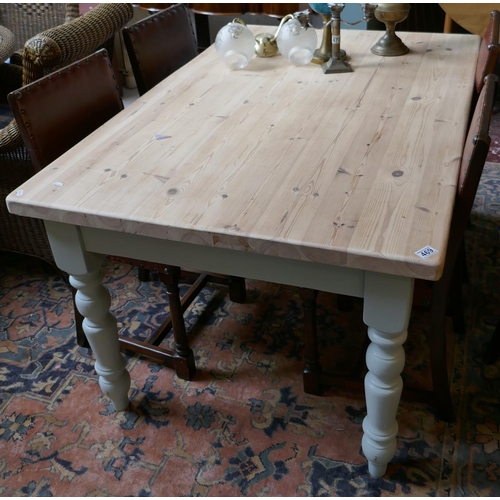 469 - Scrub top pine farmhouse kitchen table - Approx size L: 148cm W: 97cm H: 74cm